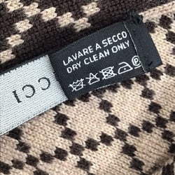 GUCCI Diamante Scarf Wool Diamond Shape Stole Neck Wrap Beige Brown Women Men