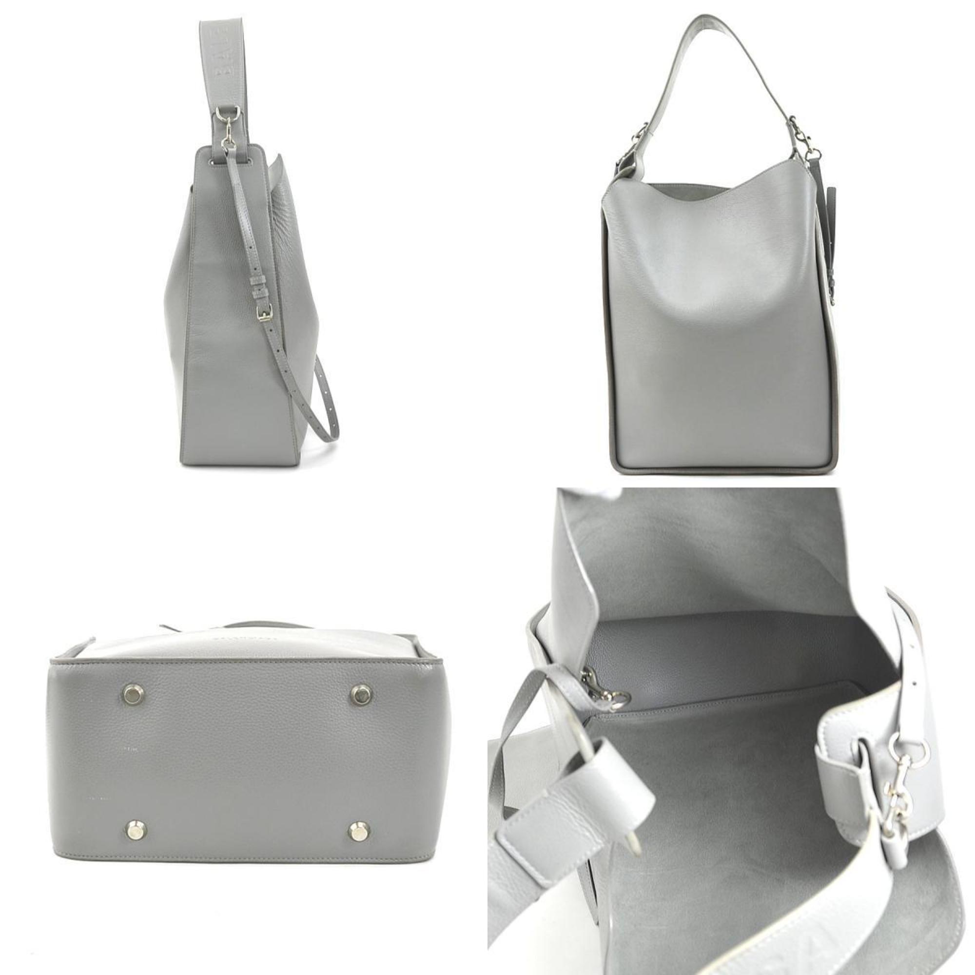 BALENCIAGA Shoulder Bag North South Leather Grey Women's 655451 R10114G