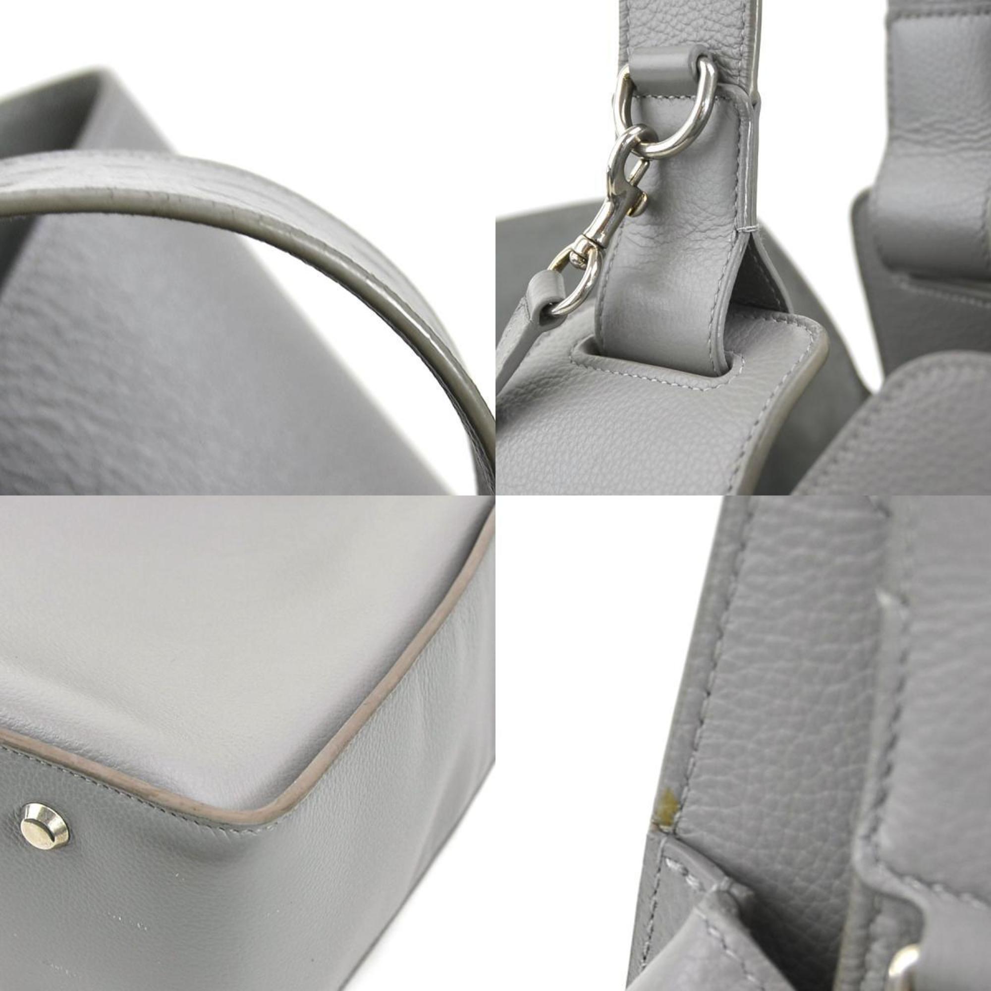 BALENCIAGA Shoulder Bag North South Leather Grey Women's 655451 R10114G