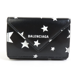 BALENCIAGA Tri-fold Wallet Leather Black x White Men's Women's h30454k