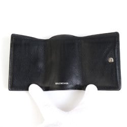 BALENCIAGA Tri-fold Wallet Leather Black x White Men's Women's h30454k