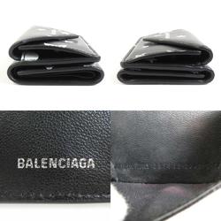 BALENCIAGA Tri-fold Wallet Leather Black x White Men's Women's h30454k