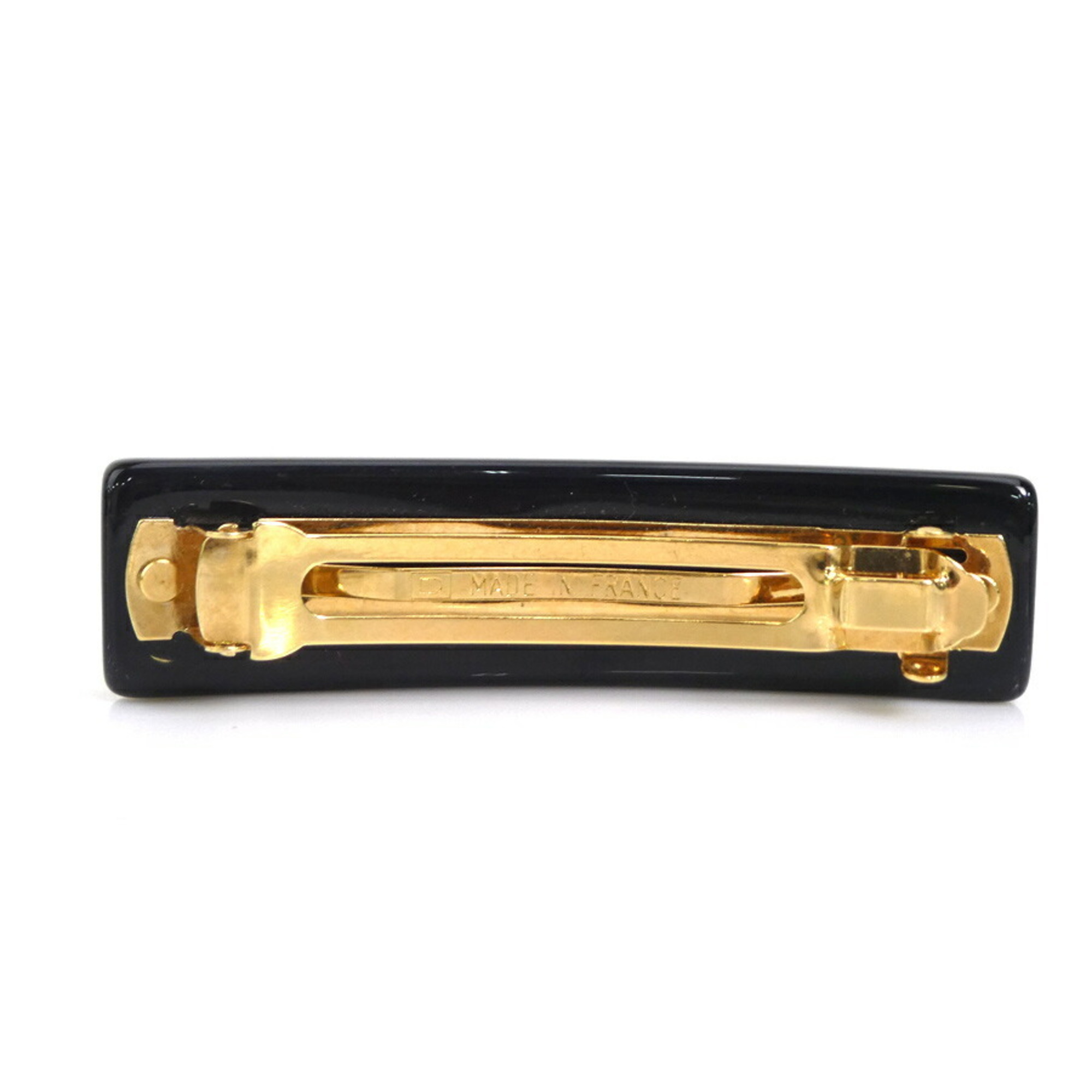 Louis Vuitton LOUIS VUITTON Barrette Monogram Inclusion Resin Metal Black Gold Women's e59030a