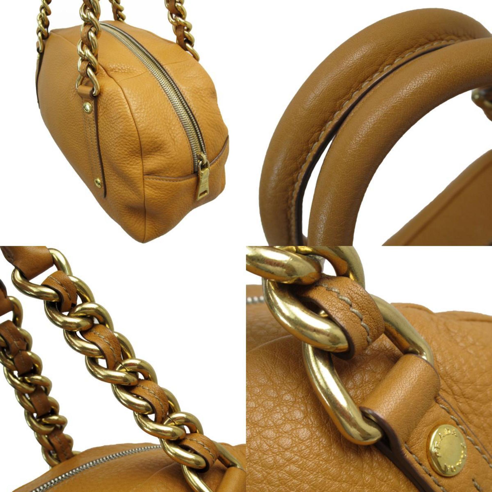 PRADA shoulder bag leather light brown gold women's w0638g