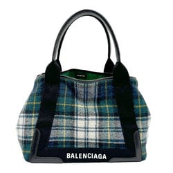 BALENCIAGA Handbag Tote Bag Navy Cabas Wool Green Black Multicolor Women's n0259