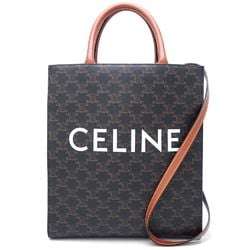 CELINE Small Vertical Cabas 191542 2-Way Bag Calf Triomphe Canvas Tan 351580