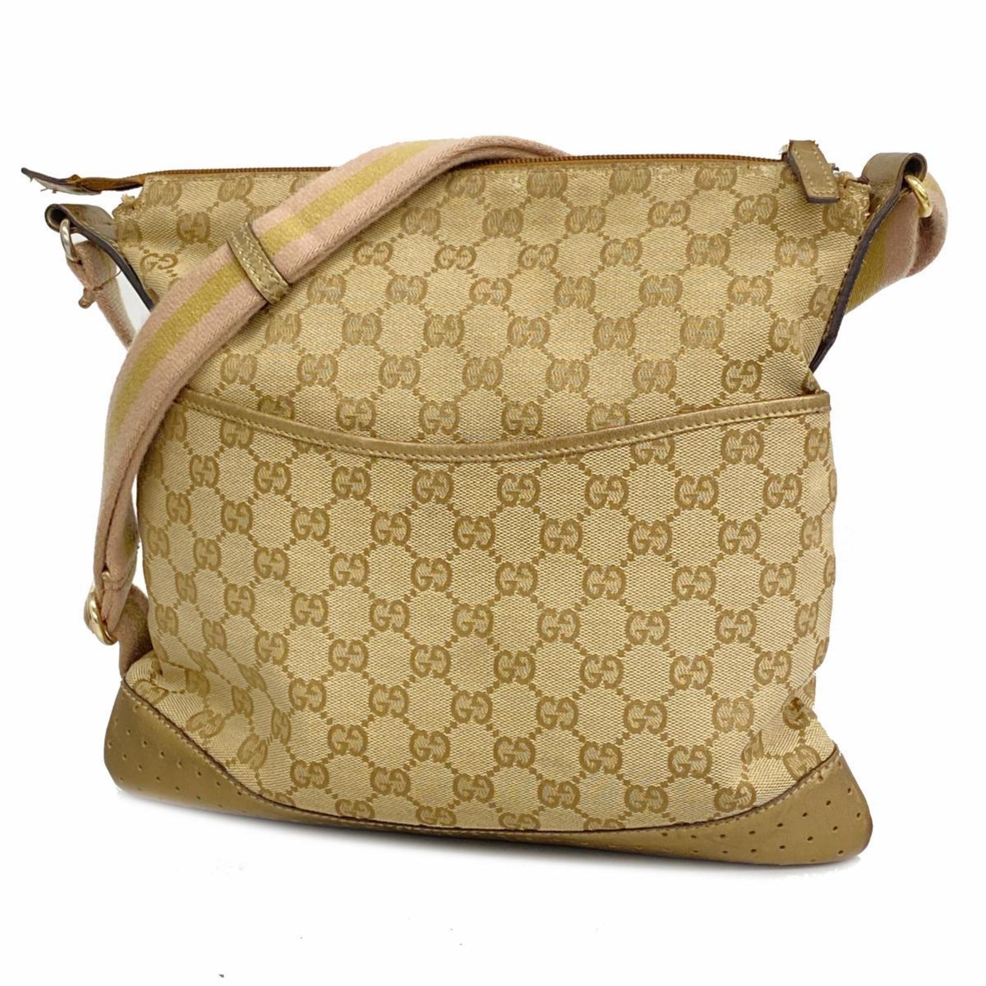 Gucci Shoulder Bag GG Canvas 145857 Brown Women's