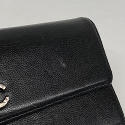 Chanel Long Wallet Caviar Skin Black Women's