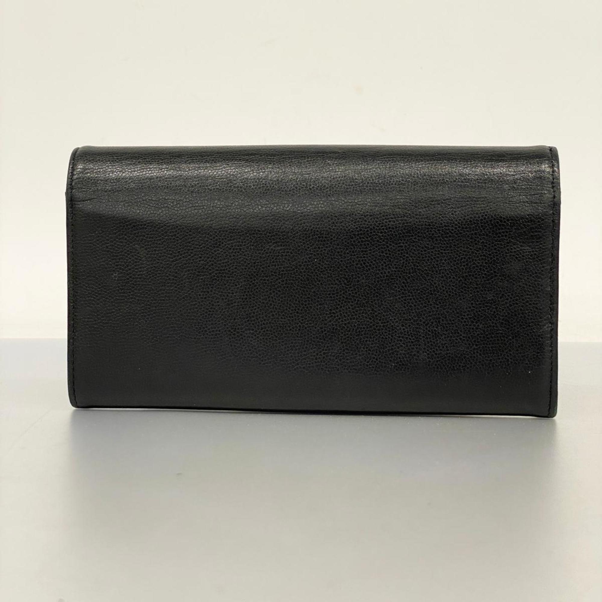 Chanel Long Wallet Caviar Skin Black Women's