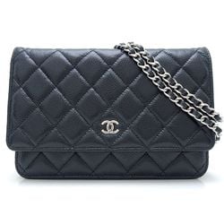 CHANEL Chanel Chain Wallet Classic A33814 Shoulder Bag Caviar Skin Black 351610