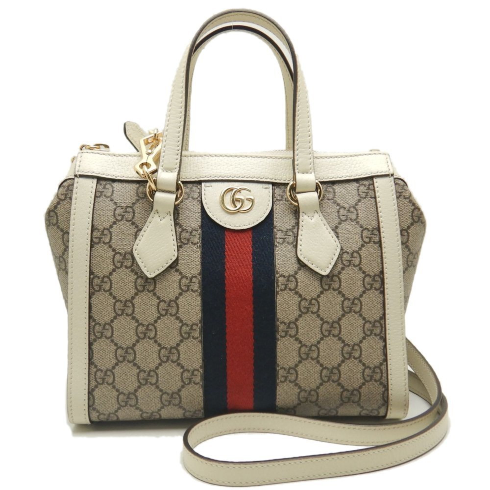 GUCCI Small Tote Bag 547551 Ophidia GG Supreme Canvas x Leather Beige Ebony 252099