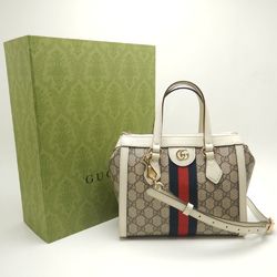 GUCCI Small Tote Bag 547551 Ophidia GG Supreme Canvas x Leather Beige Ebony 252099