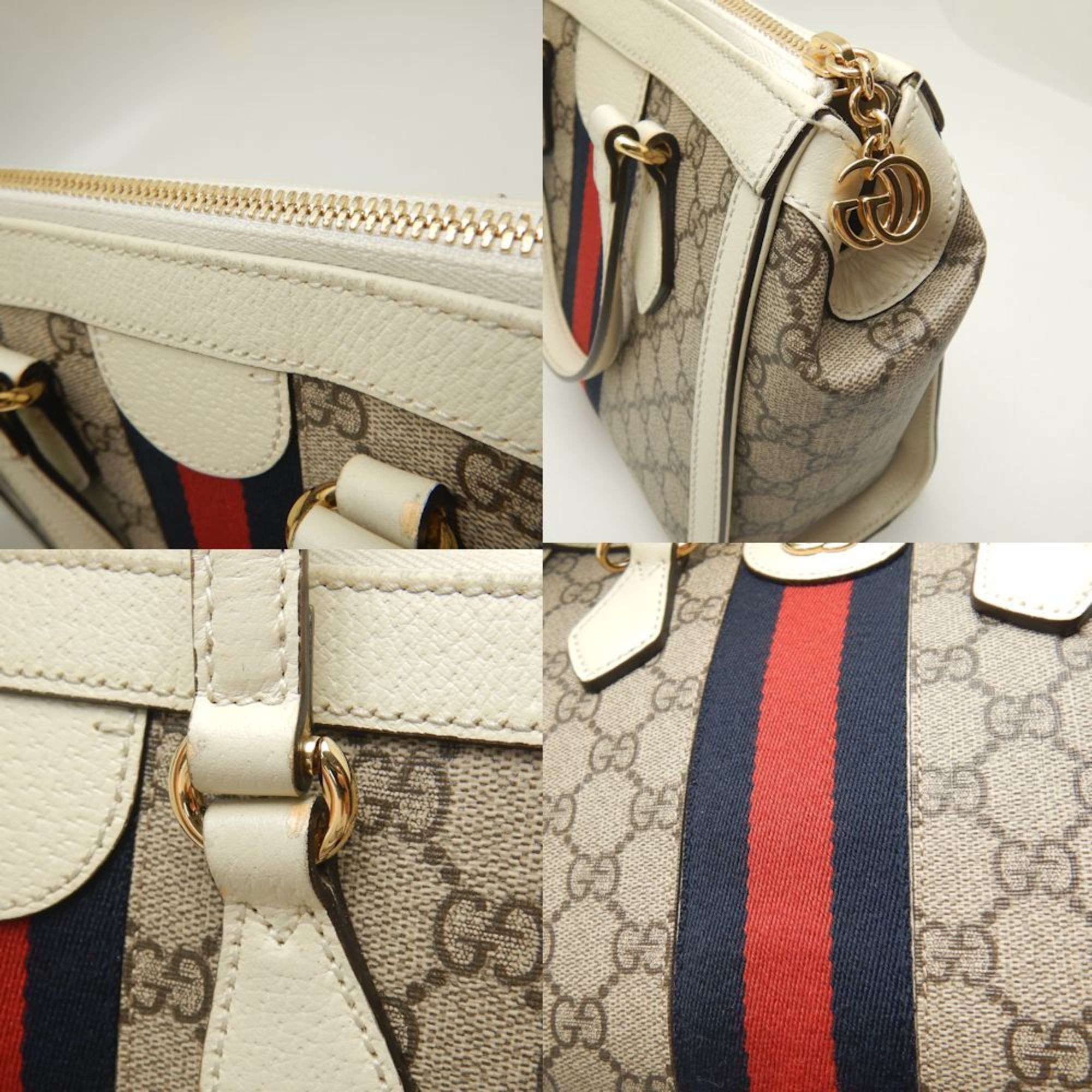 GUCCI Small Tote Bag 547551 Ophidia GG Supreme Canvas x Leather Beige Ebony 252099