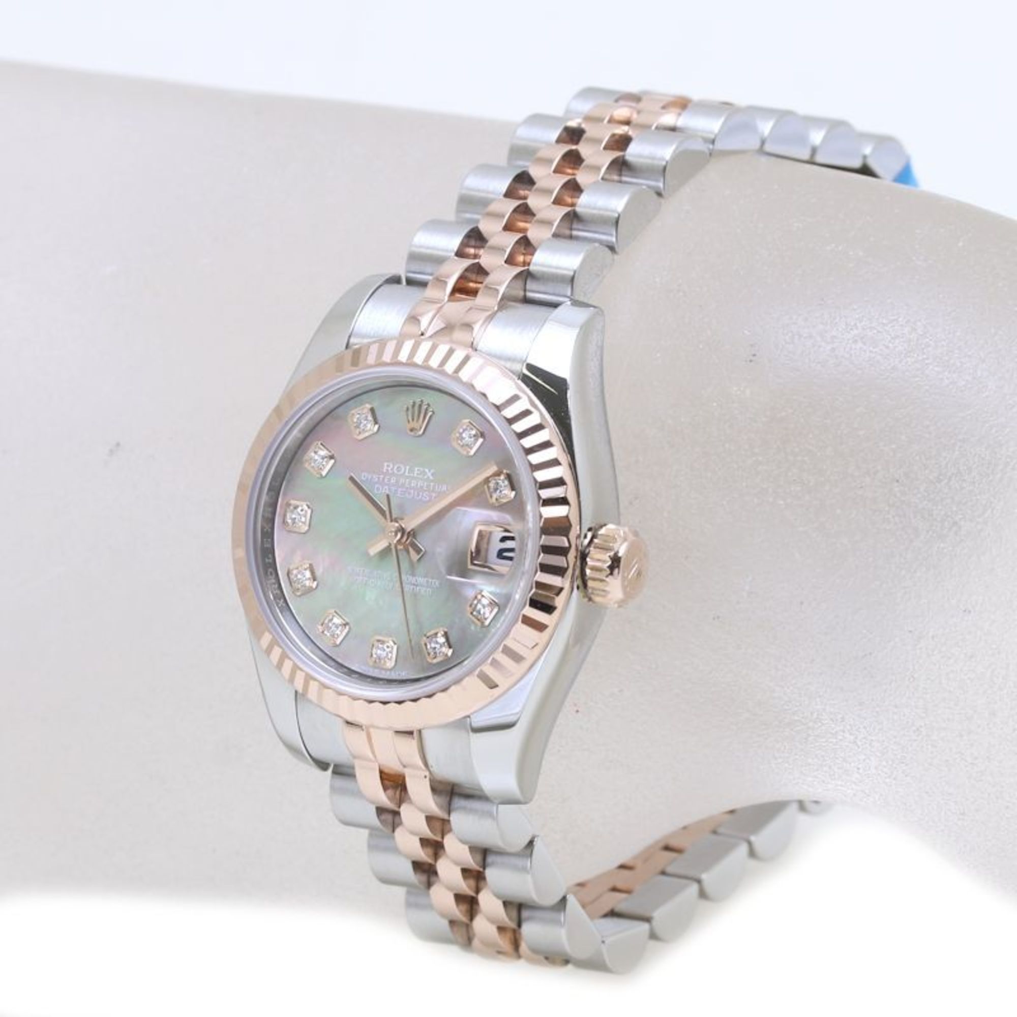 ROLEX Rolex Datejust 10P Diamond 179171NG Black Shell K18PG Pink Gold x Stainless Steel Ladies 39576 Watch