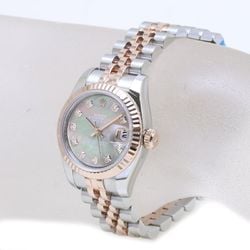 ROLEX Rolex Datejust 10P Diamond 179171NG Black Shell K18PG Pink Gold x Stainless Steel Ladies 39576 Watch