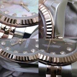 ROLEX Rolex Datejust 10P Diamond 179171NG Black Shell K18PG Pink Gold x Stainless Steel Ladies 39576 Watch