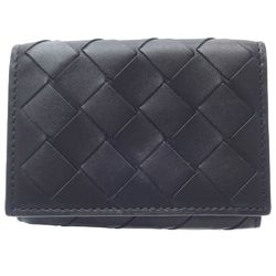 BOTTEGA VENETA Bottega Veneta Tri-fold Wallet 667036 Tiny Compact Intrecciato Leather Black Blue 180710