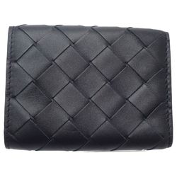 BOTTEGA VENETA Bottega Veneta Tri-fold Wallet 667036 Tiny Compact Intrecciato Leather Black Blue 180710