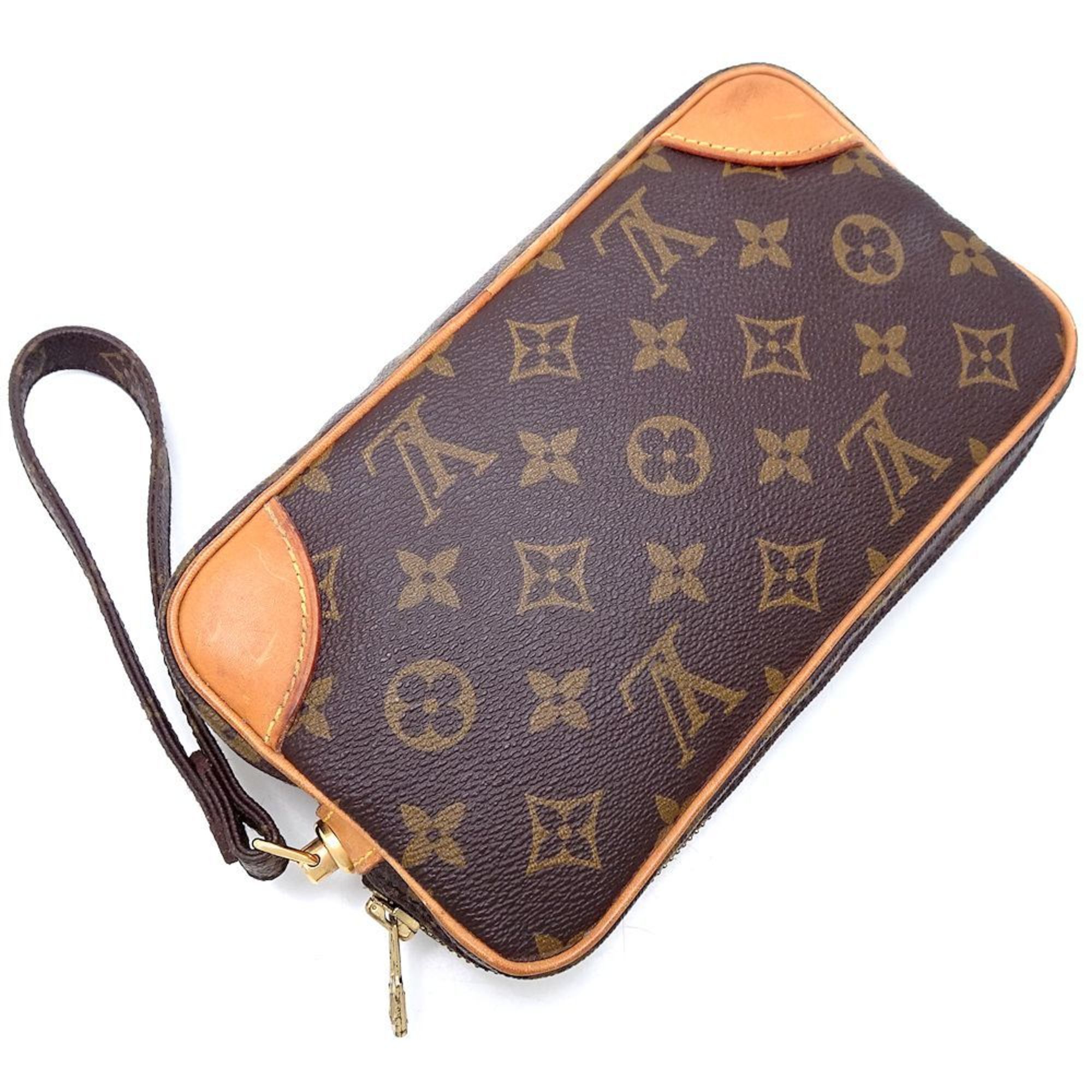 LOUIS VUITTON Louis Vuitton Monogram Marly Dragonne M51827 Second Bag Clutch Brown 351592