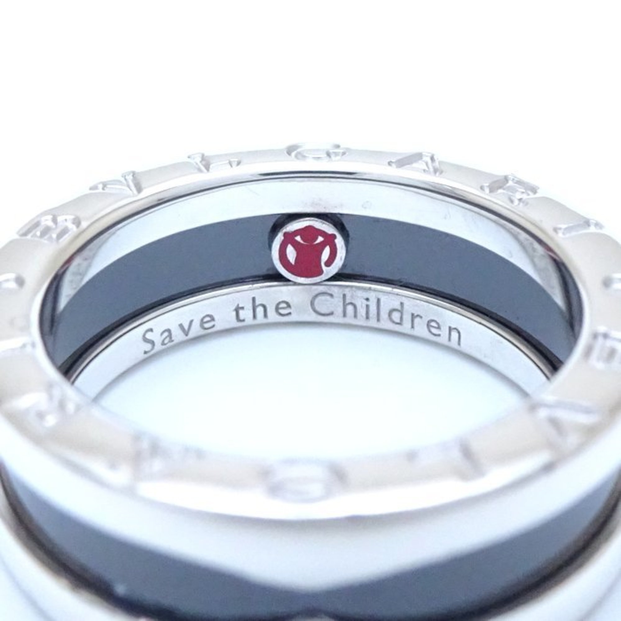 BVLGARI Save the Children B.zero1 Ring 1 Band XS #50 Silver 925 x Black Ceramic 292385