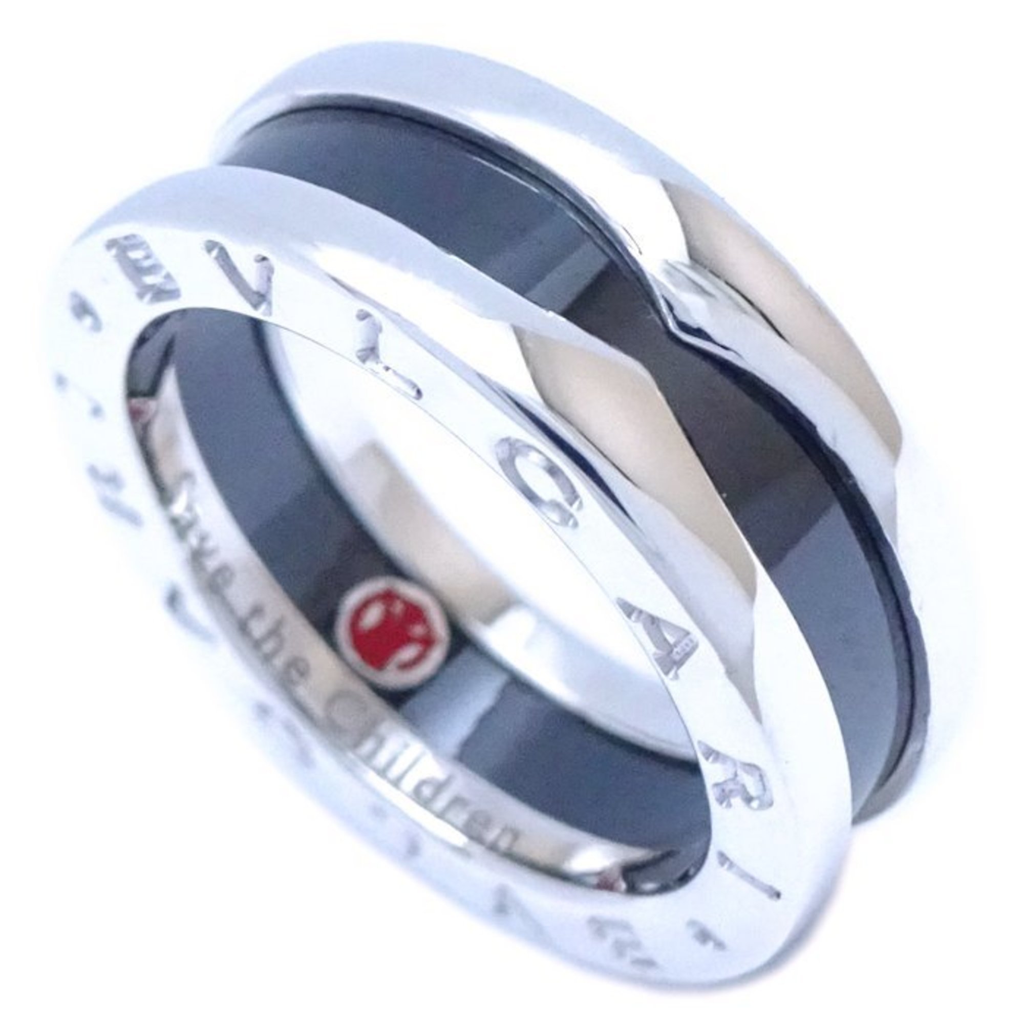 BVLGARI Save the Children B.zero1 Ring 1 Band XS #50 Silver 925 x Black Ceramic 292385