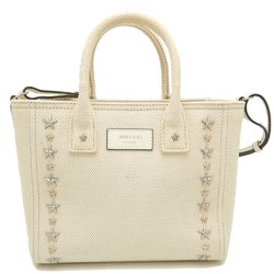 JIMMY CHOO Pegasi S CXH211 Tote Bag Star Studs Canvas Natural 252108