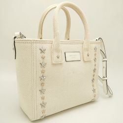 JIMMY CHOO Pegasi S CXH211 Tote Bag Star Studs Canvas Natural 252108