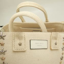 JIMMY CHOO Pegasi S CXH211 Tote Bag Star Studs Canvas Natural 252108