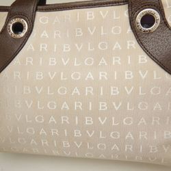 BVLGARI Bulgari Tote Bag Mania Canvas x Leather Beige Brown 252059