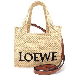 LOEWE Font Tote A685V46X01 2-Way Bag Raffia x Leather Natural 351607