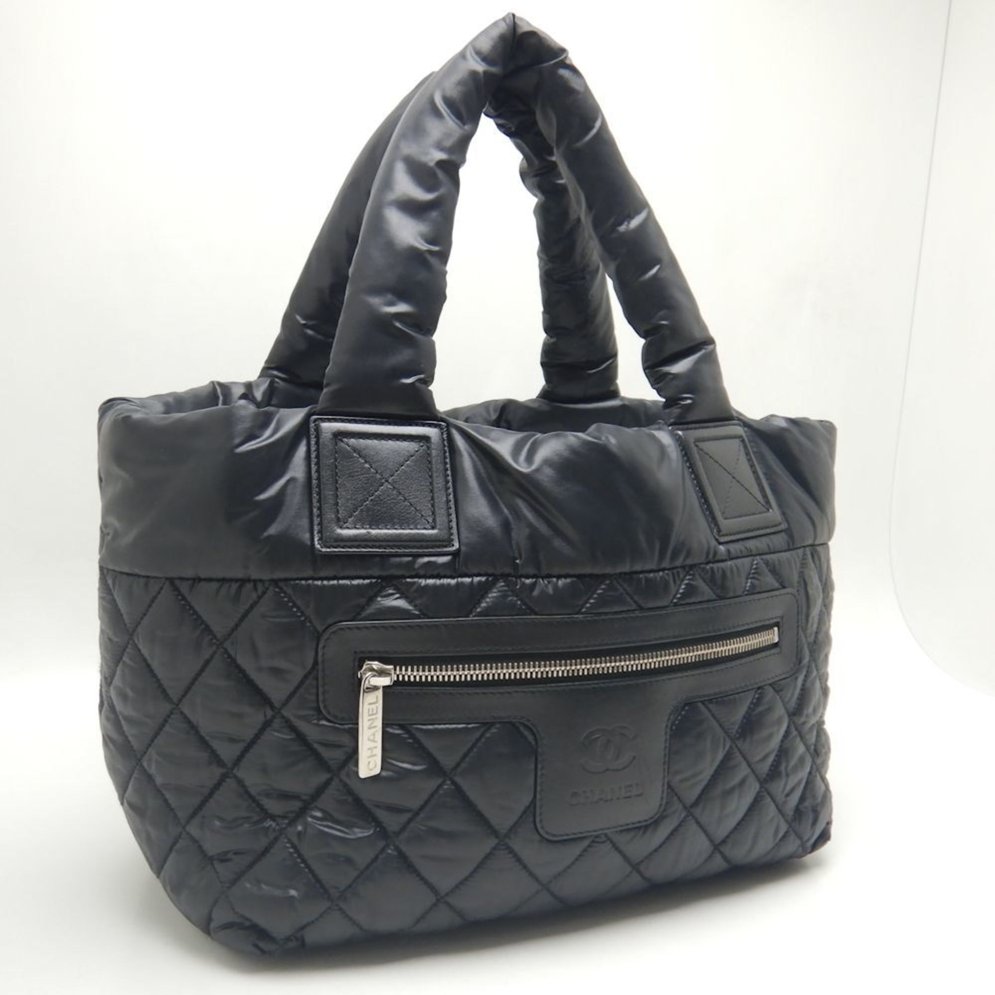 CHANEL Coco Cocoon PM 8610 Tote Bag Nylon x Leather Black 252103