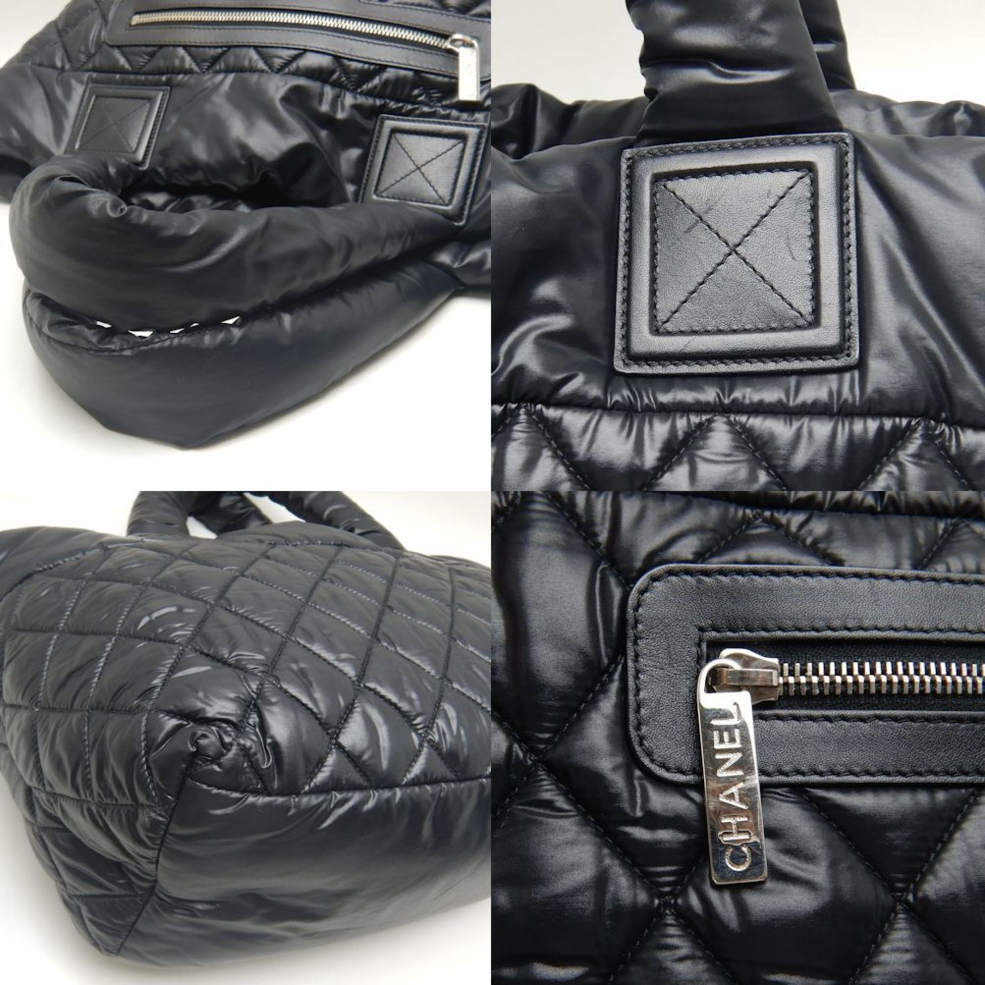 CHANEL Coco Cocoon PM 8610 Tote Bag Nylon x Leather Black 252103