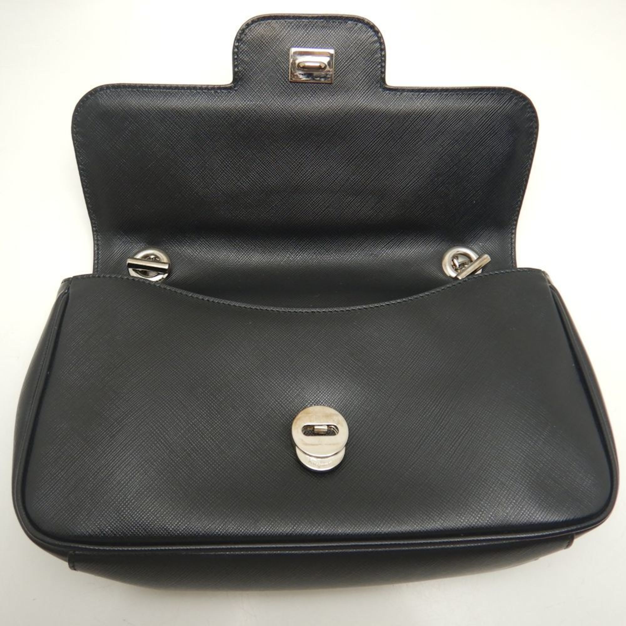 Salvatore Ferragamo Double Gancini Shoulder AU21 B723 Bag Saffiano Leather Black 252101