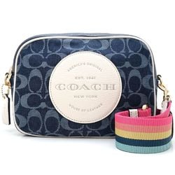 COACH C2822 Shoulder Bag Canvas x Leather Navy White 351600