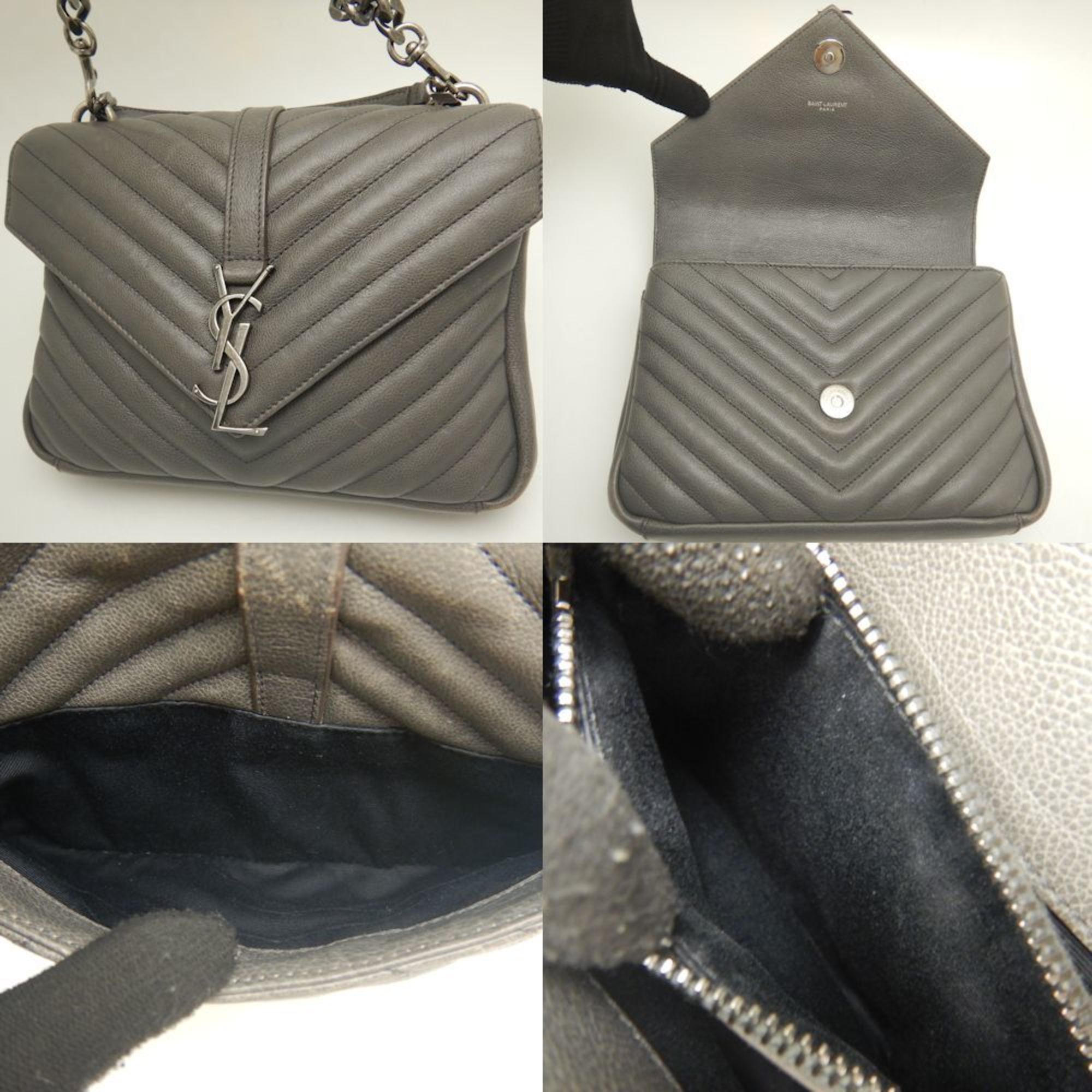 SAINT LAURENT Saint Laurent College 428056 Handbag Leather Grey 252086