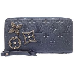 LOUIS VUITTON Louis Vuitton Long Wallet M62069 Zippy Flower Studs Metallic Blue 180690