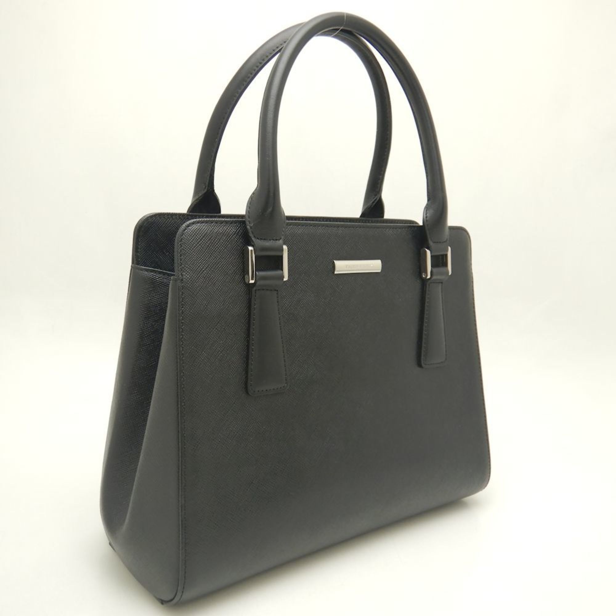 BURBERRY Handbag Saffiano Leather Black 252060