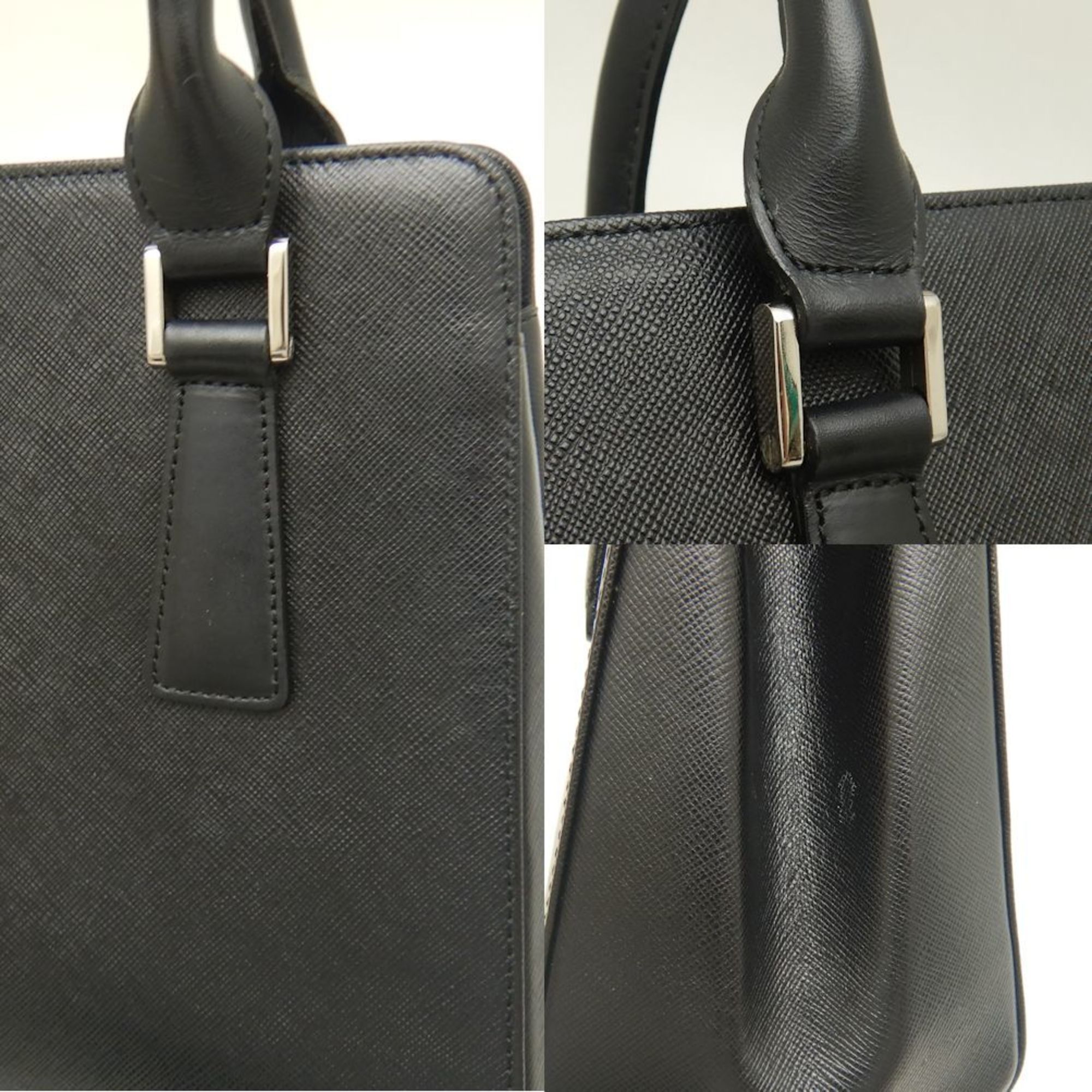 BURBERRY Handbag Saffiano Leather Black 252060