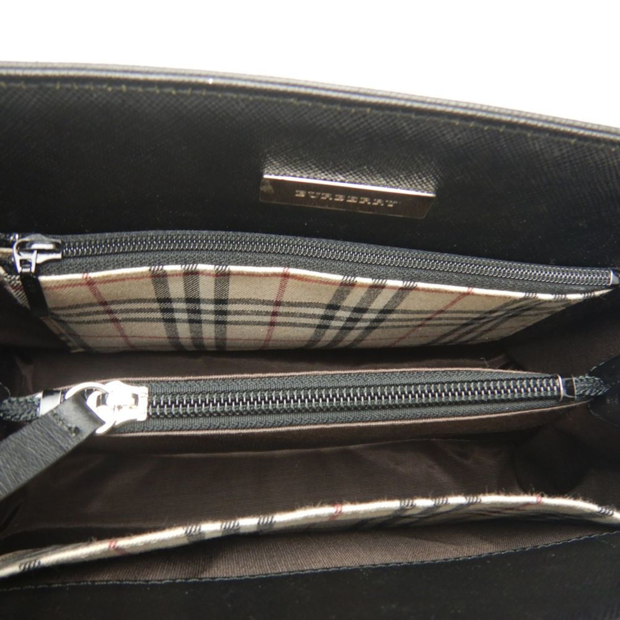 BURBERRY Handbag Saffiano Leather Black 252060