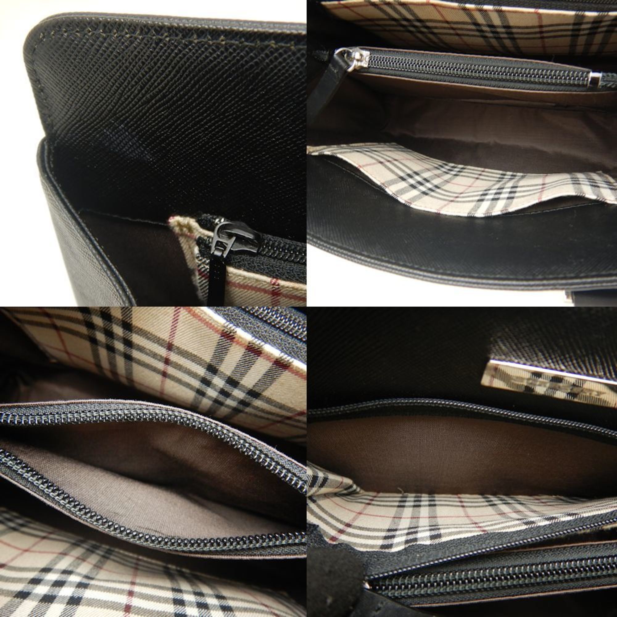 BURBERRY Handbag Saffiano Leather Black 252060