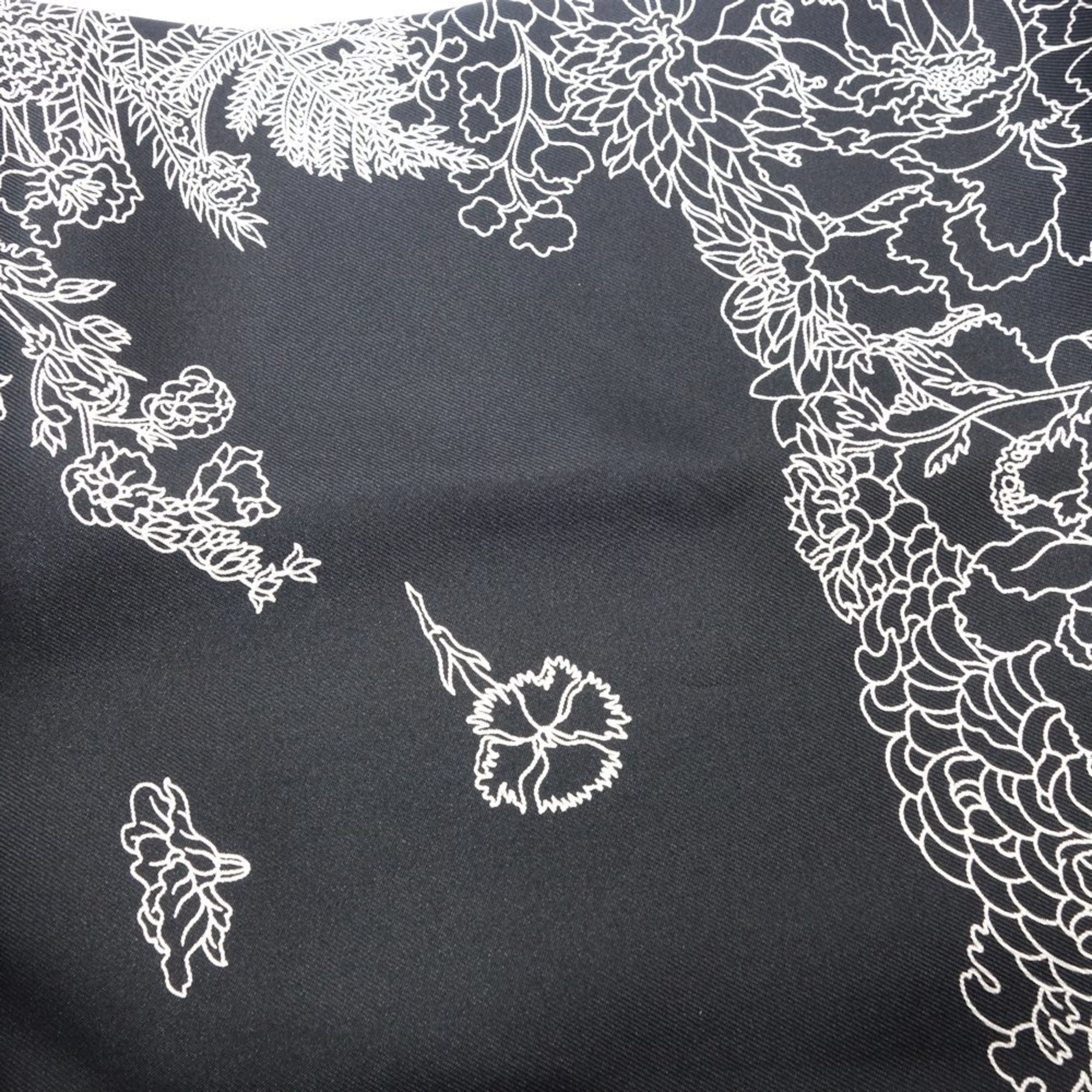 HERMES Scarf Carre 90 Robe Legere Silk Black White 180704