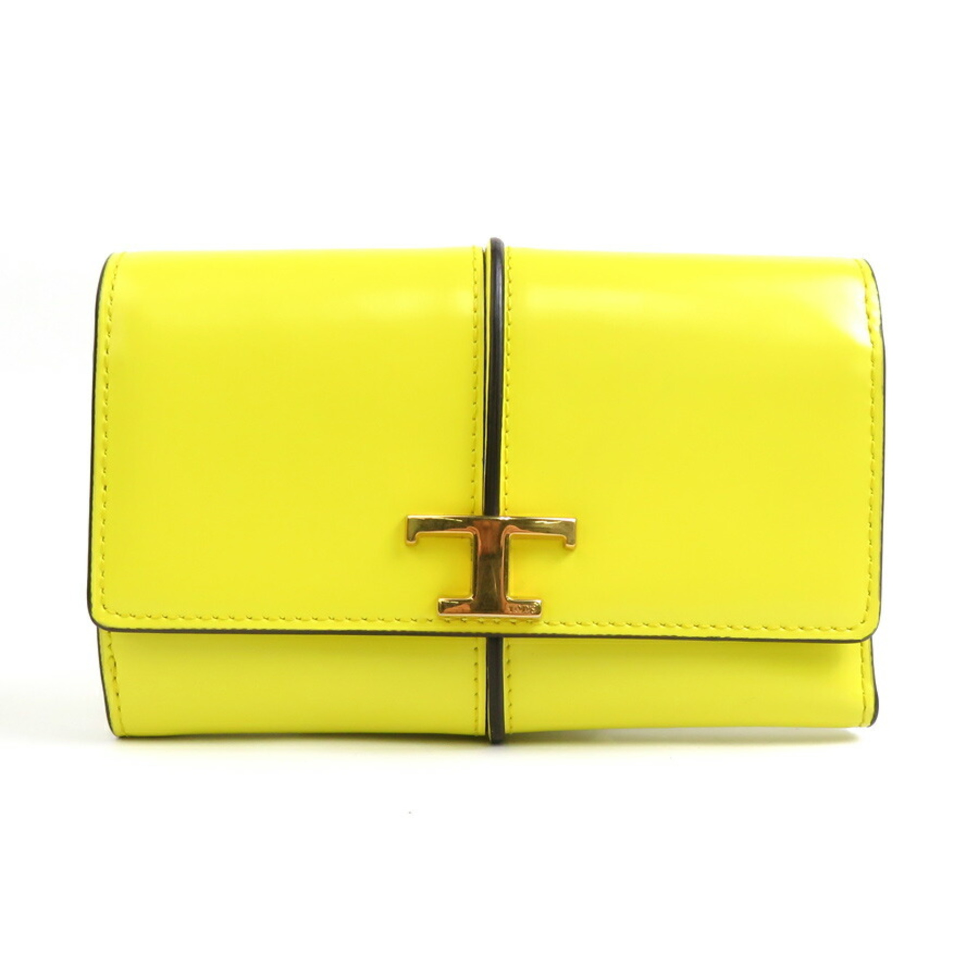 Tod's Tri-fold Wallet Leather Yellow Women's r10125i