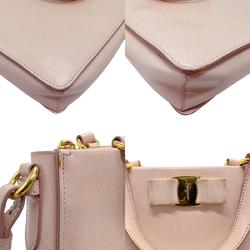 Salvatore Ferragamo Shoulder Bag Handbag Vara Ribbon Leather Light Pink Women's z2174