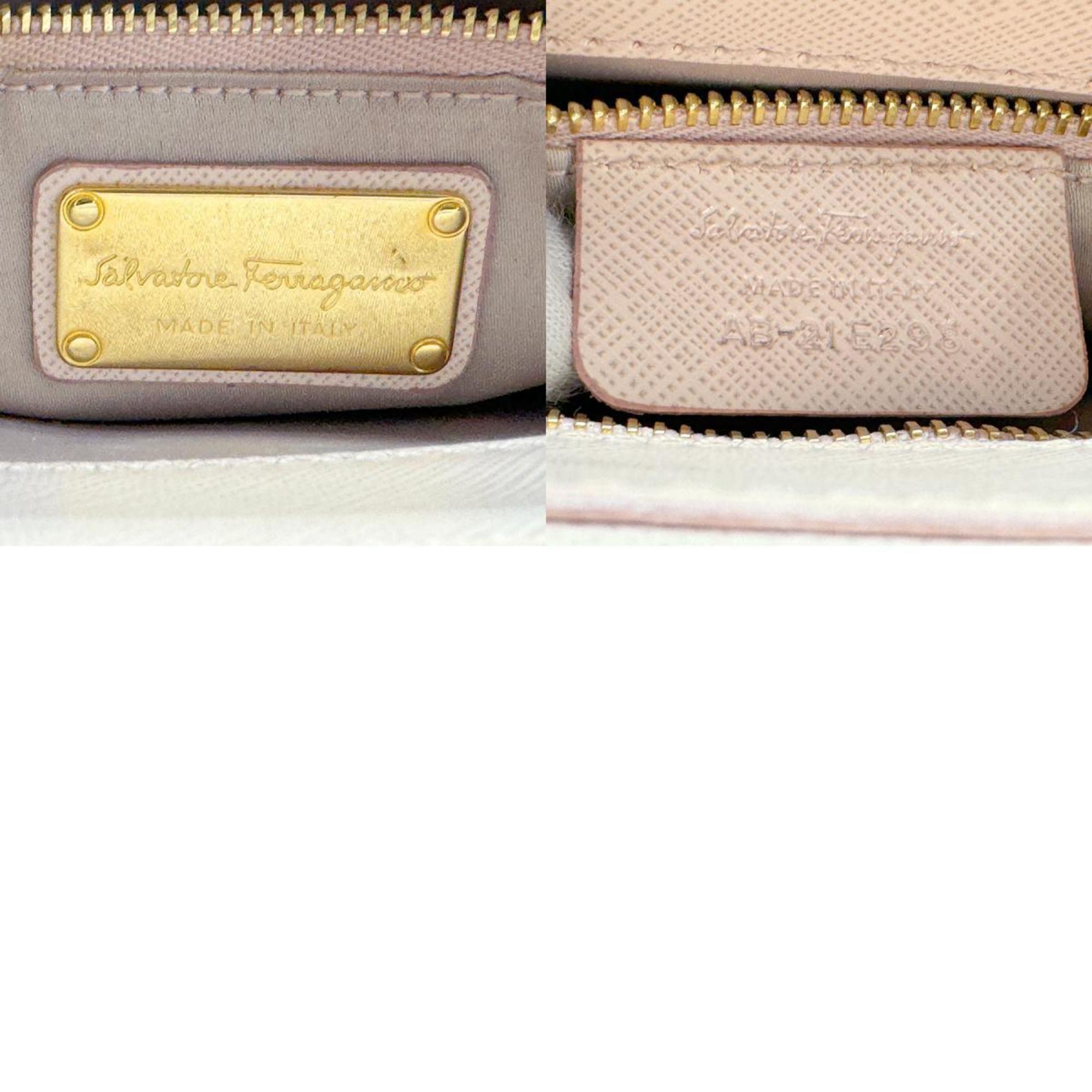 Salvatore Ferragamo Shoulder Bag Handbag Vara Ribbon Leather Light Pink Women's z2174