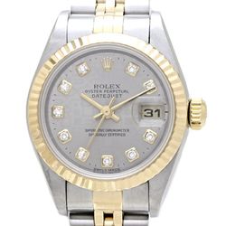 ROLEX Rolex Datejust 10P Diamond 79173G Grey Print Computer K18YG Yellow Gold x Stainless Steel Ladies 39578 Watch