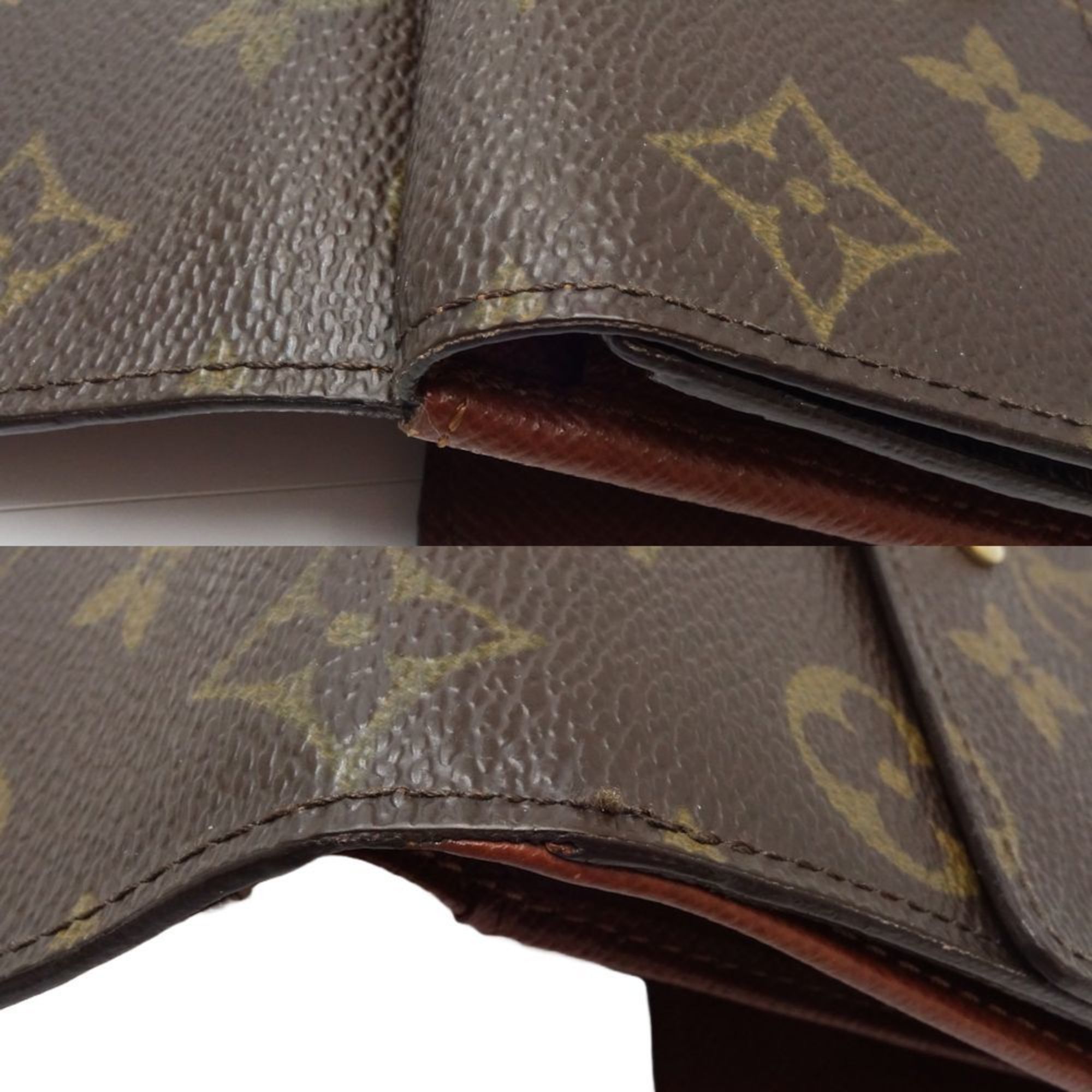 LOUIS VUITTON Louis Vuitton Monogram Tri-fold Wallet M61652 Porte Monnaie Billet Credit Brown 180681