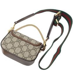 GUCCI Wallet Chain 699760 Shoulder Strap Horsebit GG Supreme Canvas Beige Brown 180669