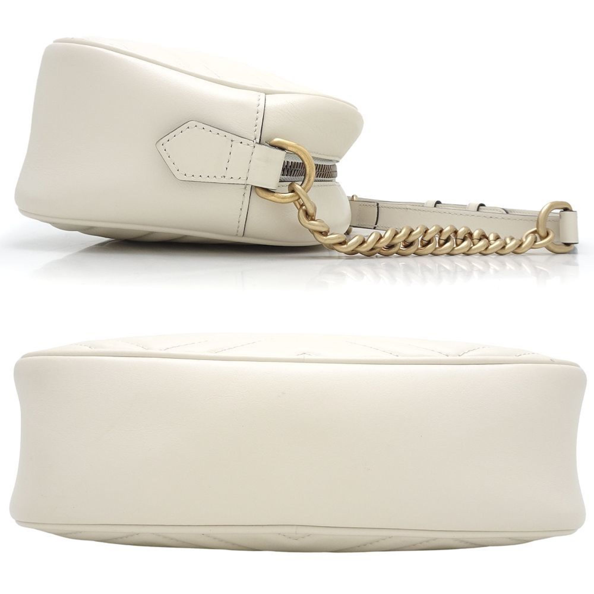 GUCCI Small Shoulder Bag 447632 GG Marmont Leather White 351578