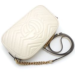 GUCCI Small Shoulder Bag 447632 GG Marmont Leather White 351578