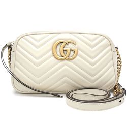 GUCCI Small Shoulder Bag 447632 GG Marmont Leather White 351578